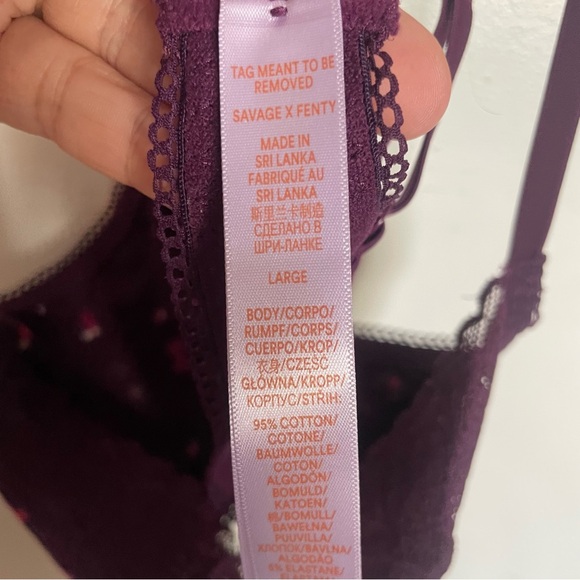 Savage x Fenty cotton essentials lace trim Bralette late night purple size L - Picture 10 of 10